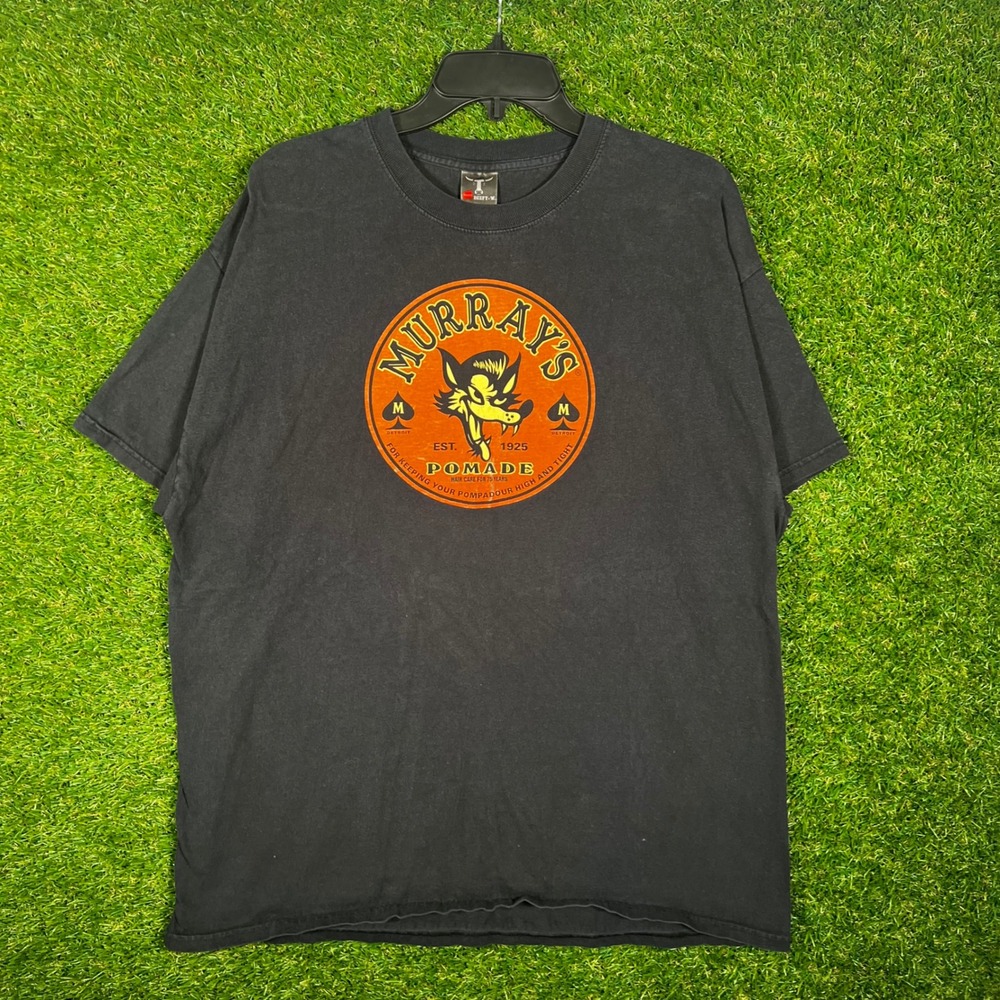 Murrays Pomade Graphic T-Shirt‎ Mens Large Black Hanes Beefy-T Wolf Logo